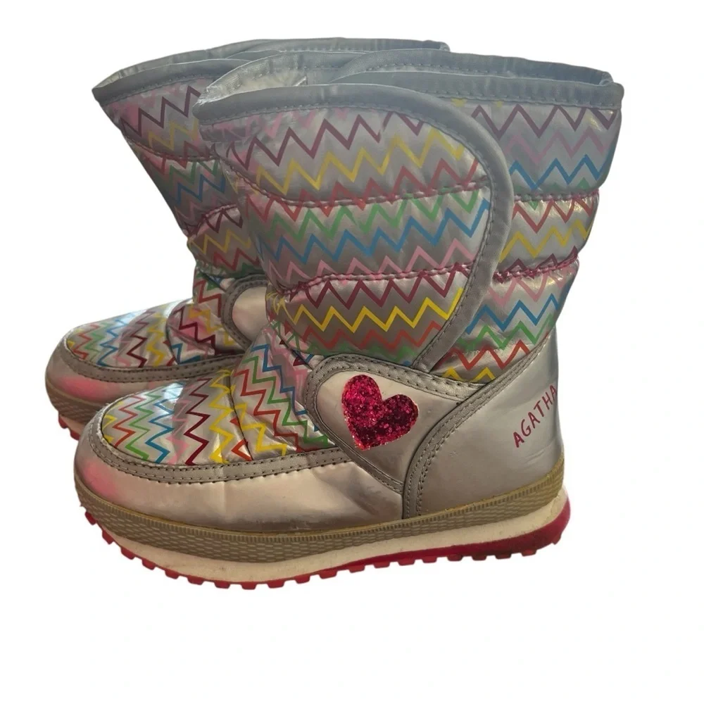 Agatha Ruiz De La Prada Colorful Zigzag Kids Snow Boots